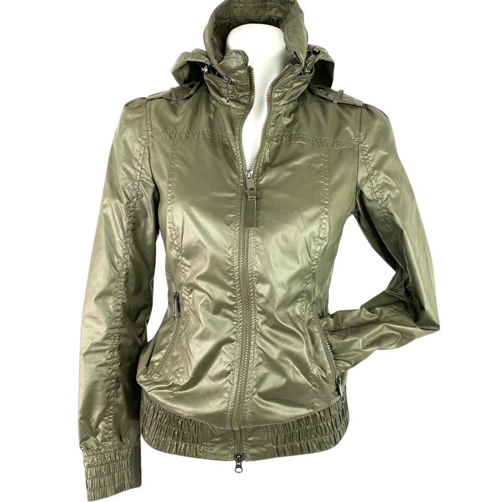 MACKAGE CAMO GREEN BOMBER JACKET WITH HIDDEN HOOD XS